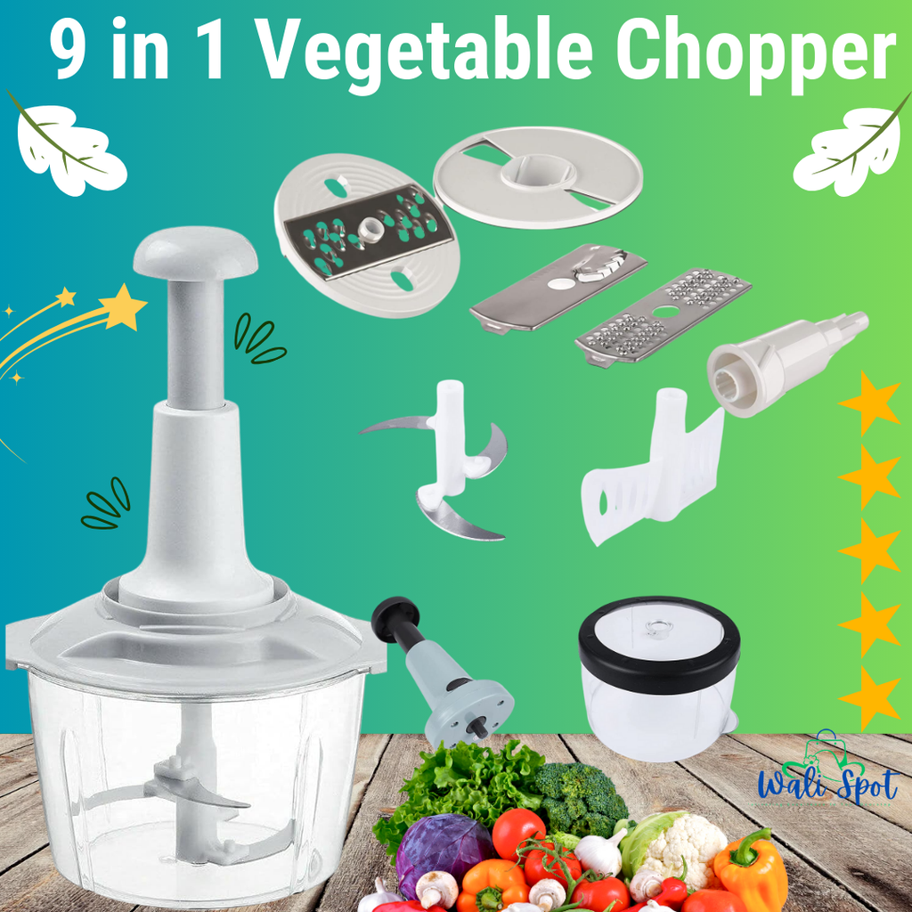 9-in-1 Vegetable Chopper, Cutter, Slicer & Grater - Multi-Function Kitchen